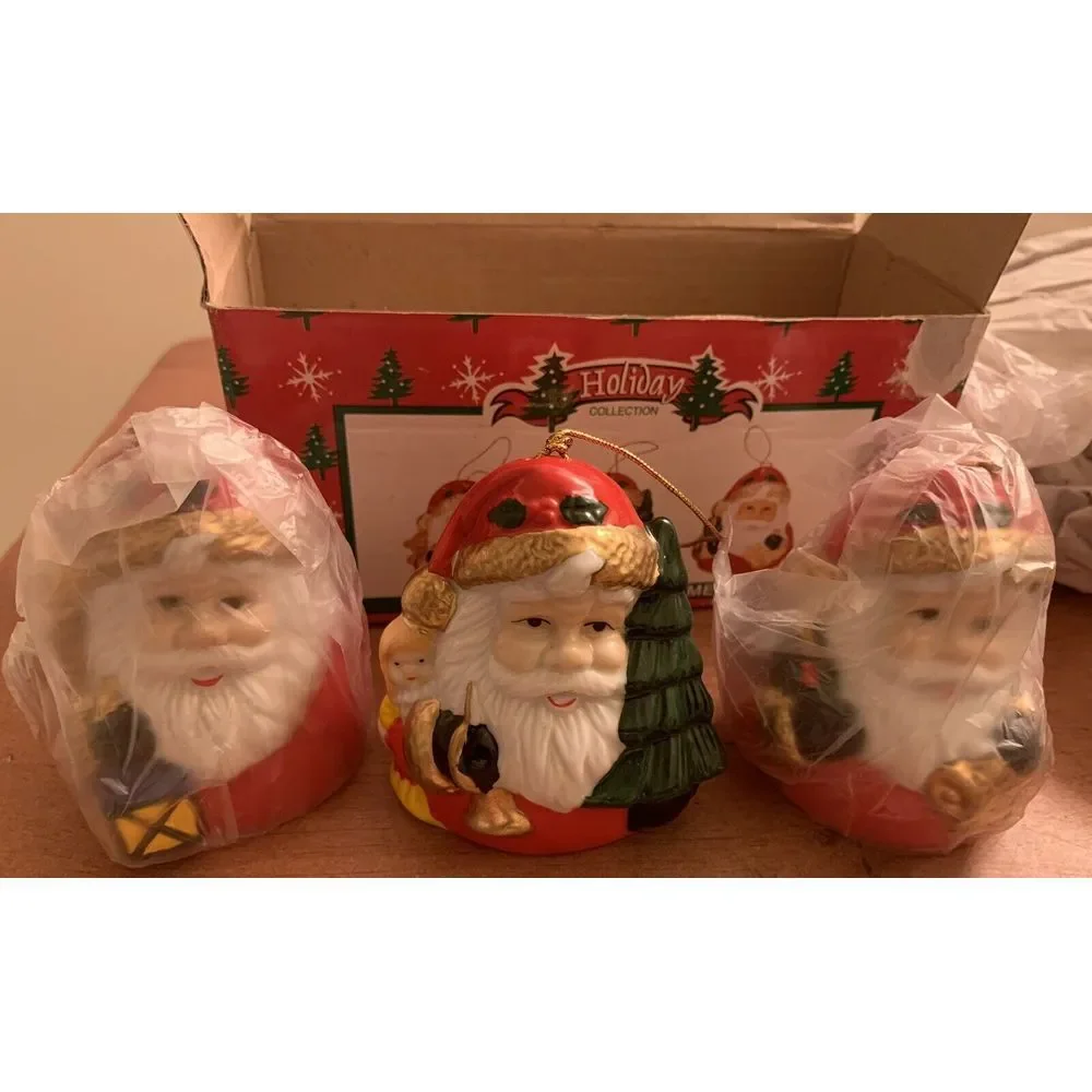 Vintage 3 PCS. Santa BELL ORNAMENTS‎